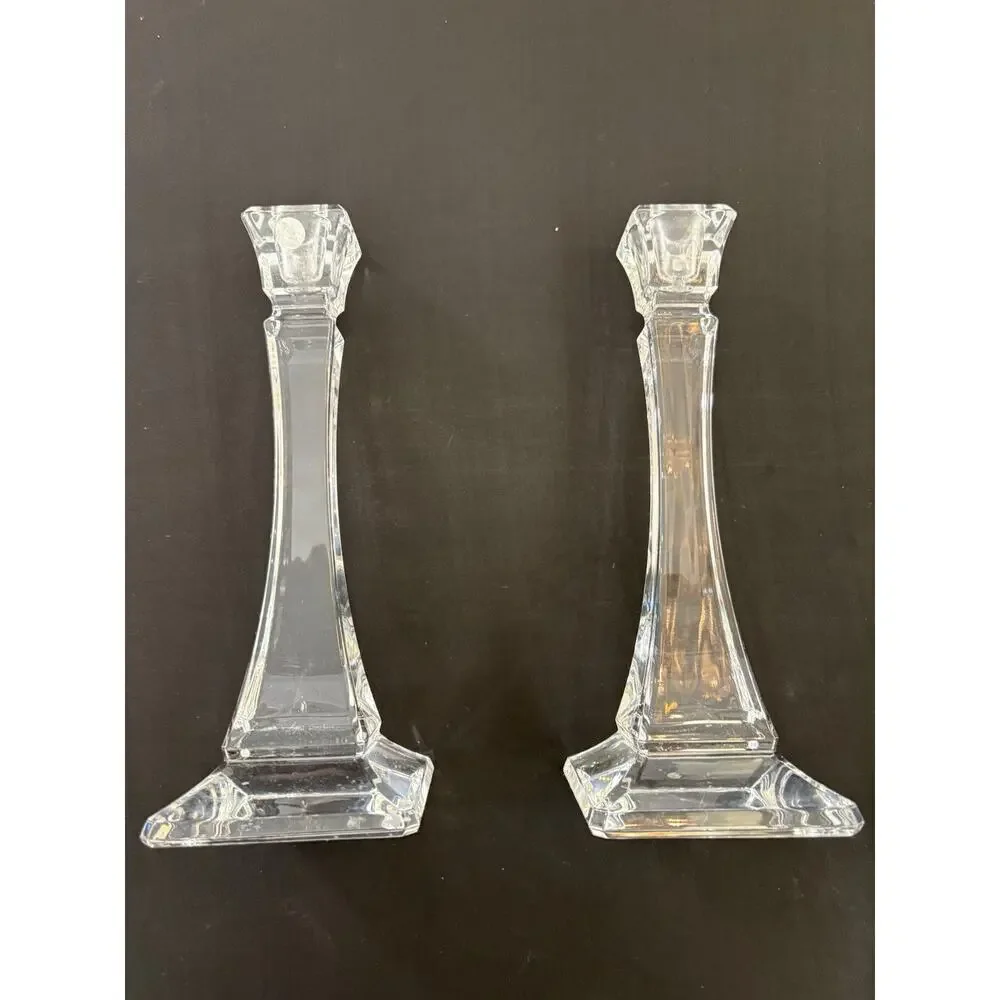 Tiffany & Co Crystal Candlesticks Pair Made in Slovenia
